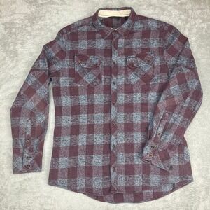 Outpost Makers‎ Flannel Plaid Shirt Mens Large Long Sleeve Burgundy Gray